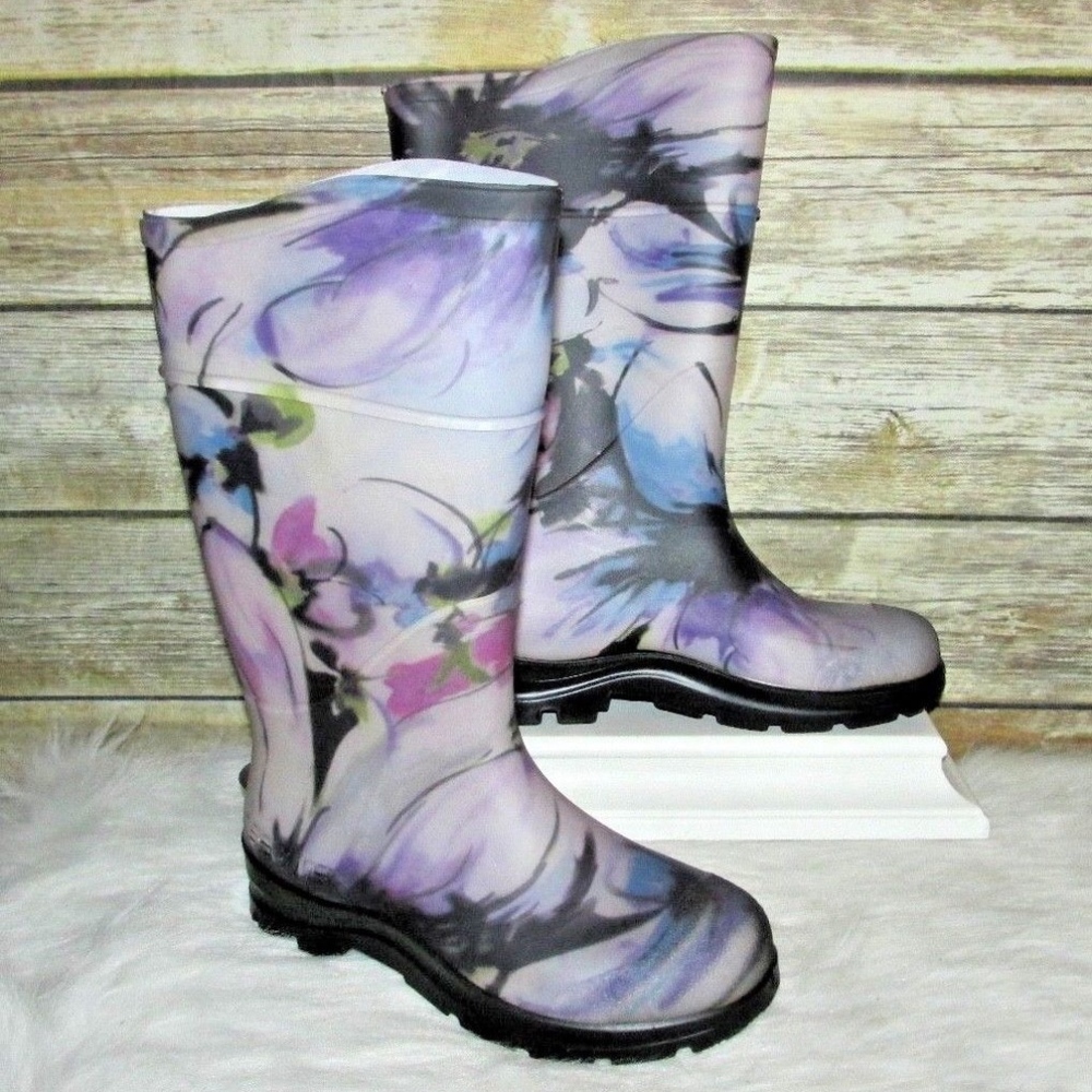 Servus Electra Purple Floral Print Rain Boots